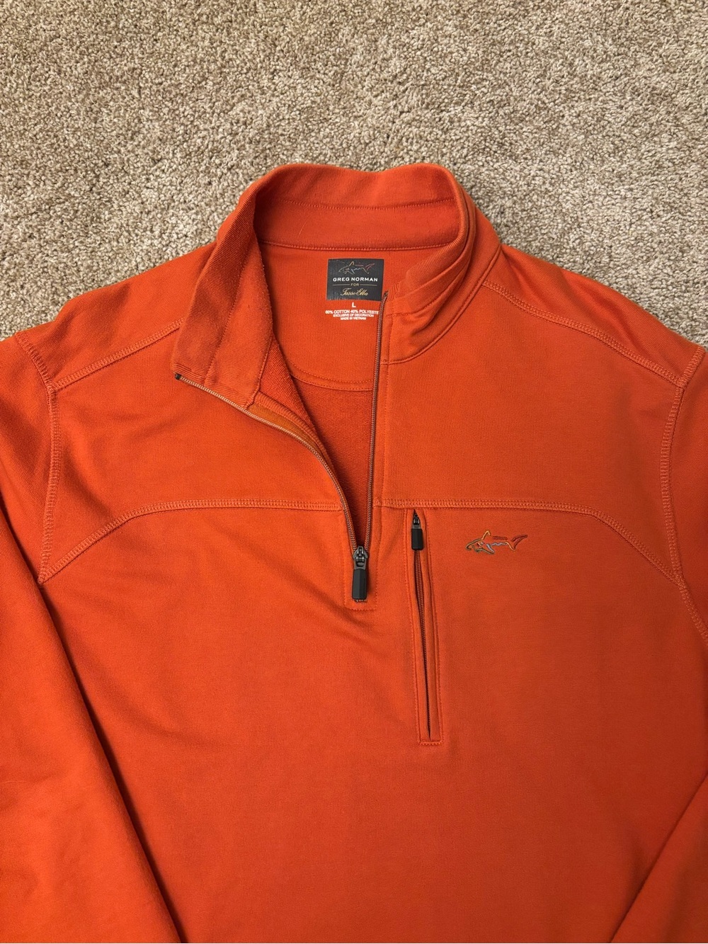 Greg Norman Collection Orange Half-Zip Pullover with Chest Pocket